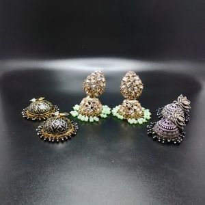 Lot of 3 Pair Ethnic India Style Bell Earrings